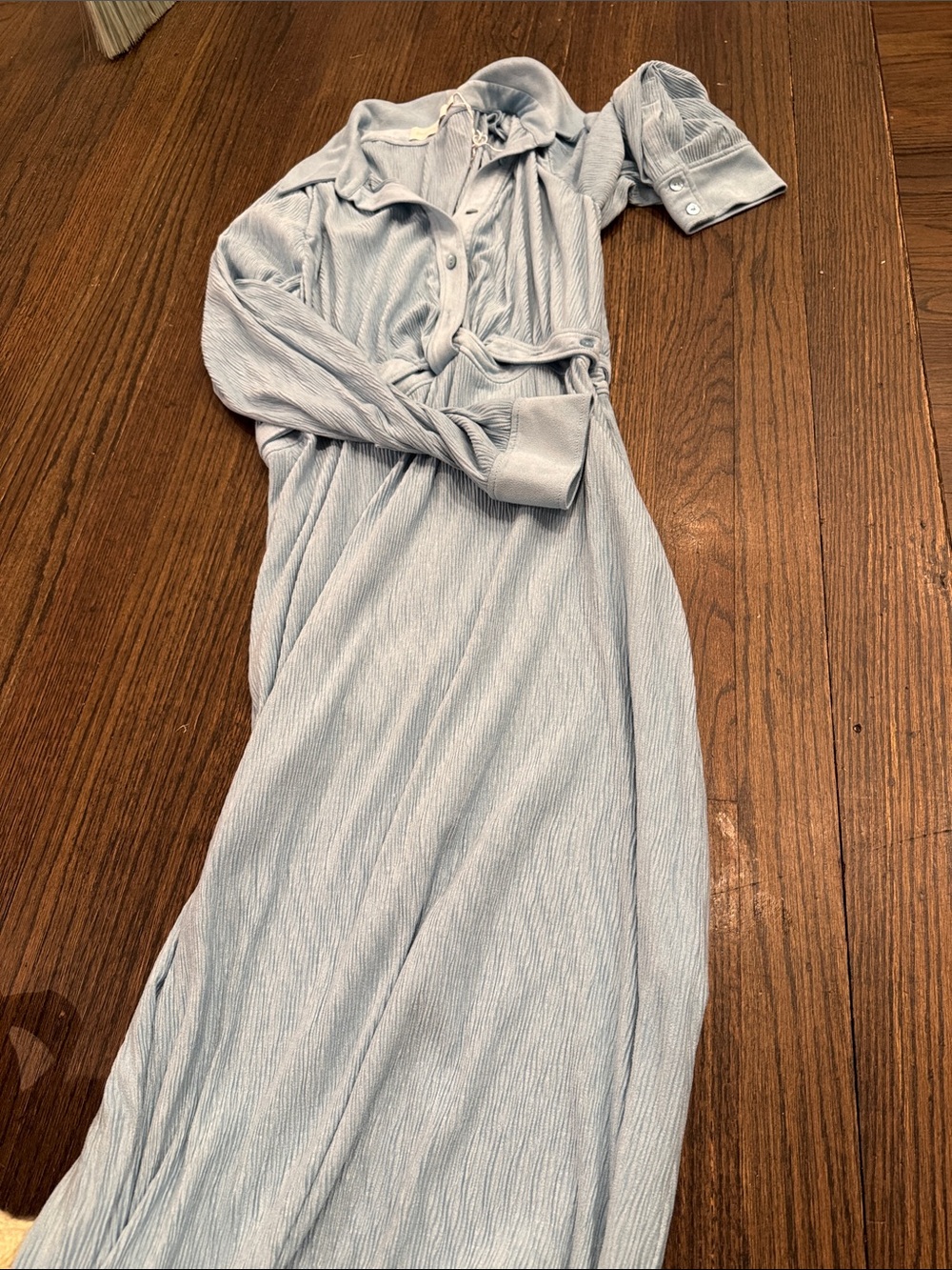 Jonathan Simkhai Light Blue Ribbed Long Sleeve Shirt Dress